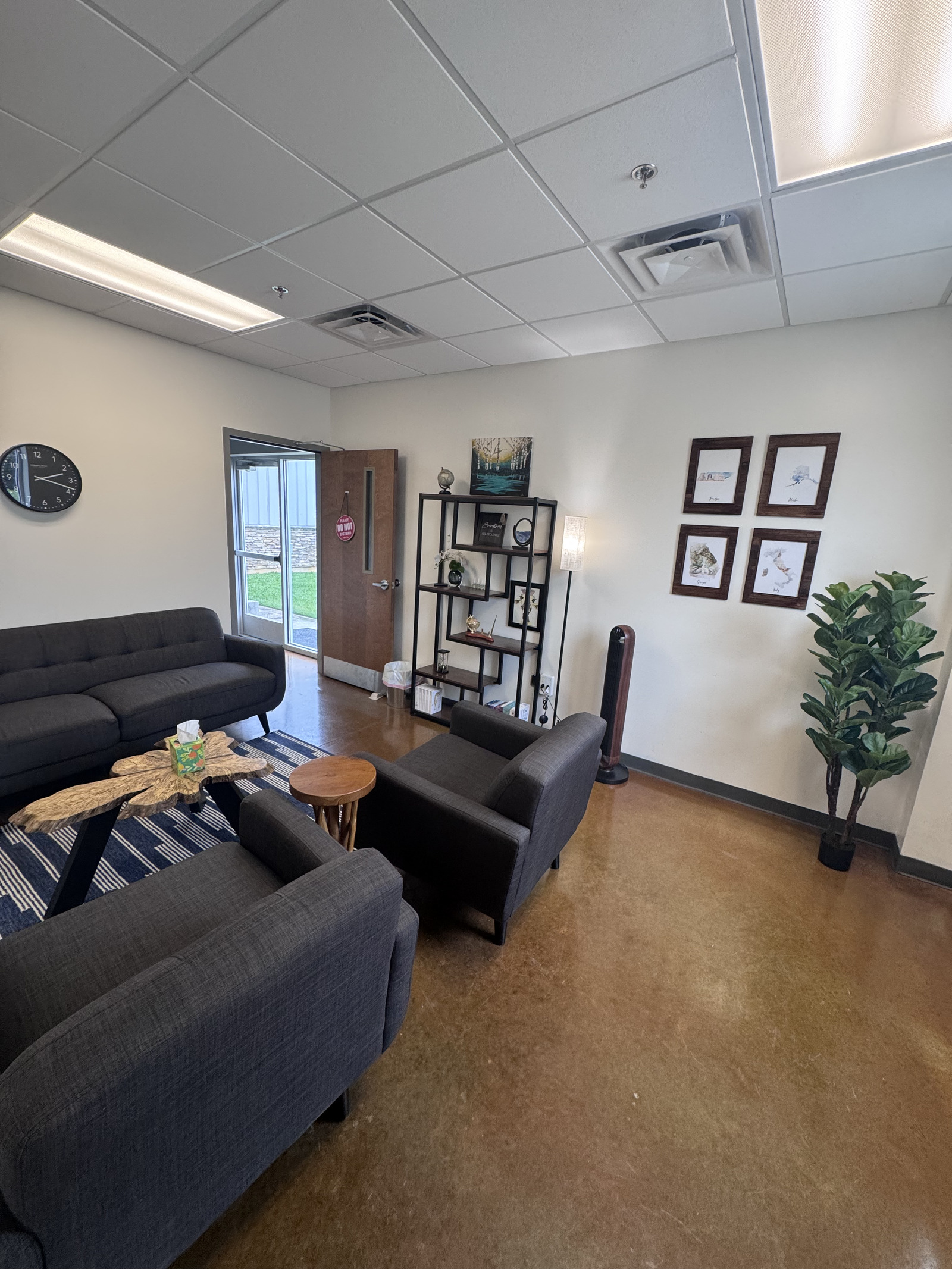 Seating area at the Made For More Counseling office in Clarksville, TN